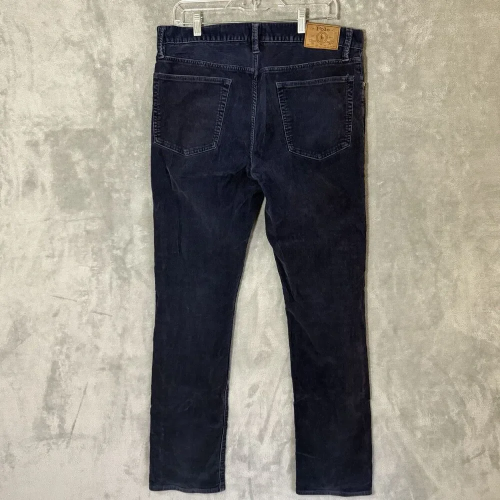 Polo Ralph Lauren Varick Pants 34x34 (Inseam 31.5) Blue Corduroy Straight Slim